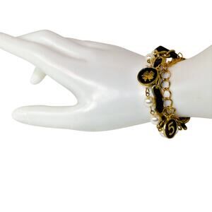 Vintage Charming Bracelet With *Lucky 5* *Rose* & *Clover* Whimsical  Charms